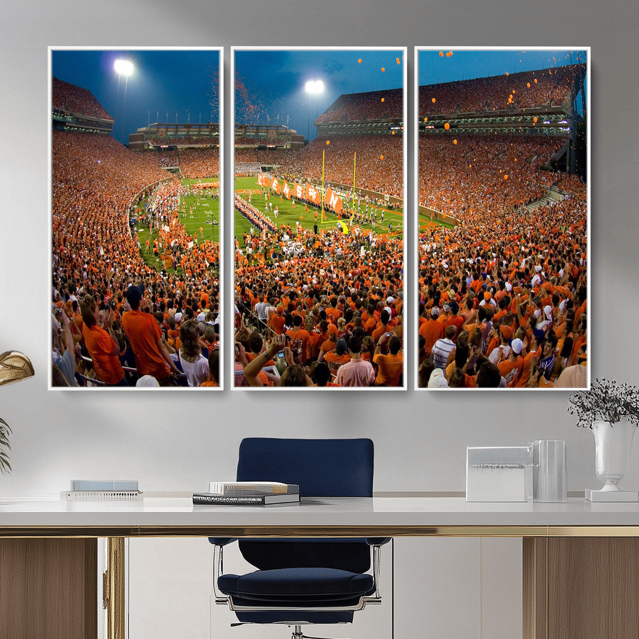 42850097-MGV-CV-36X24 - Clemson Tigers Memorial Stadium Wall Art Canvas Print, Death Valley Football Stadium Artwork, Packed Game Night Crowd Scene