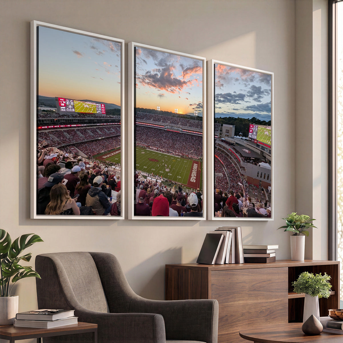 71837429-MGV-CV-36X24 - Donald W. Reynolds Razorback Stadium Wall Art Canvas Print – Arkansas Razorbacks Football Artwork for Home, Office, and Sports Room Decor