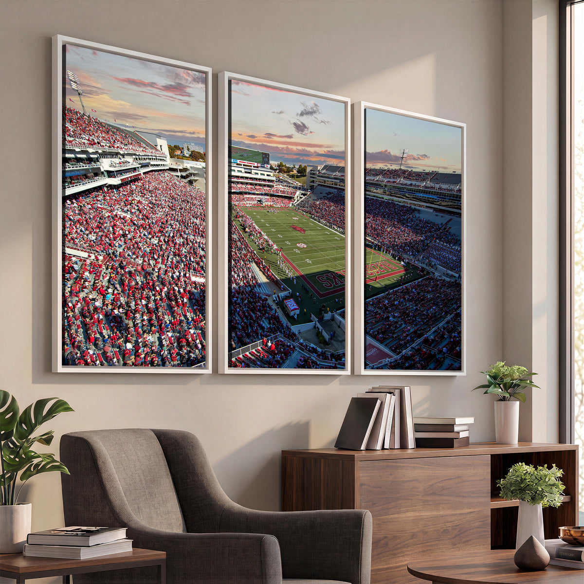 46571211-MGV-CV-36X24 - Donald W. Reynolds Razorback Stadium Wall Art Canvas Print – Arkansas Razorbacks Football Artwork for Home, Office, and Sports Room Decor