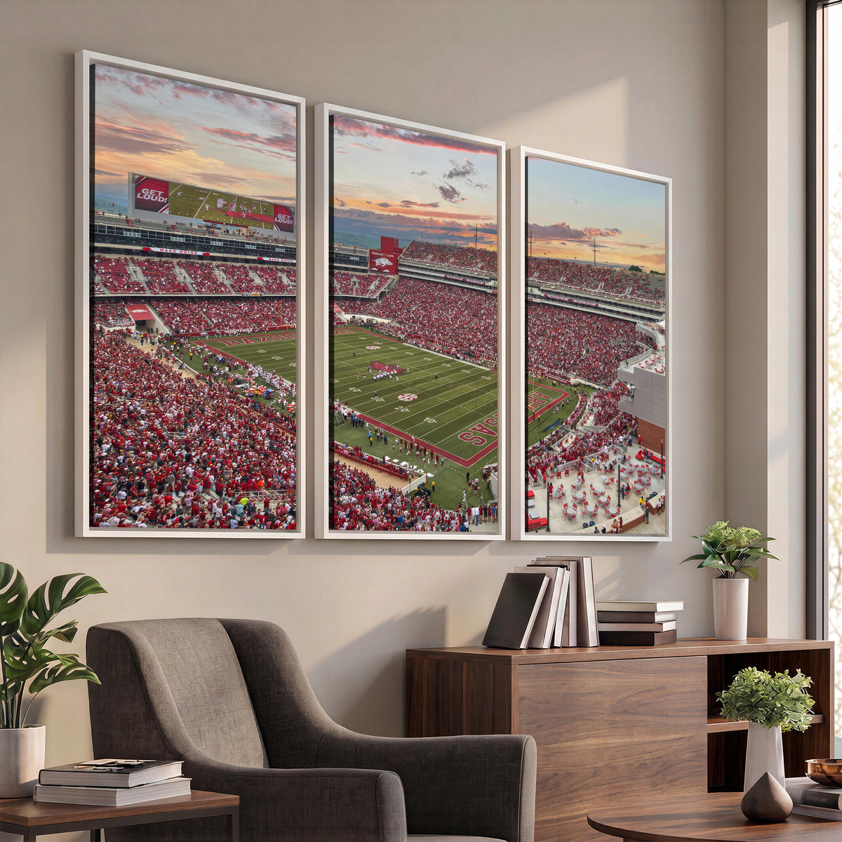 82233065-MGV-CV-36X24 - Donald W. Reynolds Razorback Stadium Wall Art Canvas Print – Arkansas Razorbacks Football Artwork for Home, Office, and Sports Room Decor