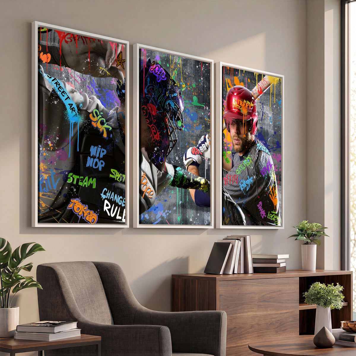 19634994-MGV-CV-36X24 - Graffiti Baseball Player Street Art Wall Art Canvas Print