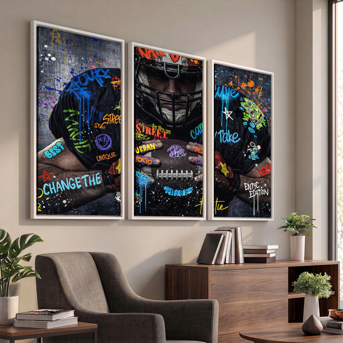 55267256-MGV-CV-36X24 - Graffiti American Football Player Street Art Wall Art Canvas Print
