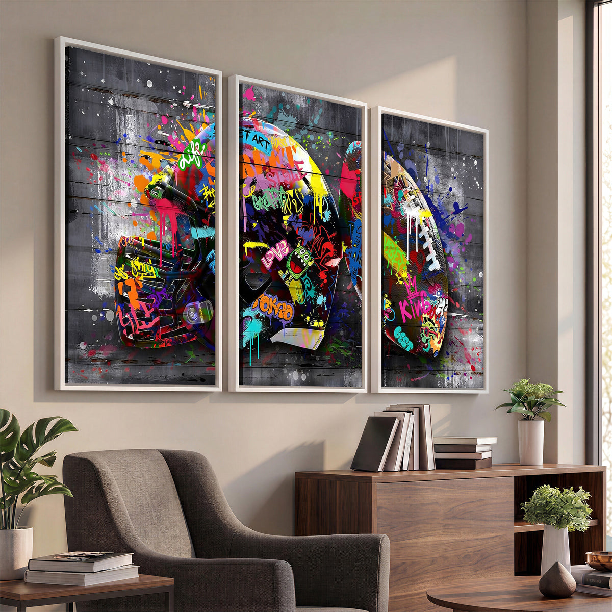 80540773-MGV-CV-36X24 - Graffiti American Football Helmet Street Art Wall Art Canvas Print