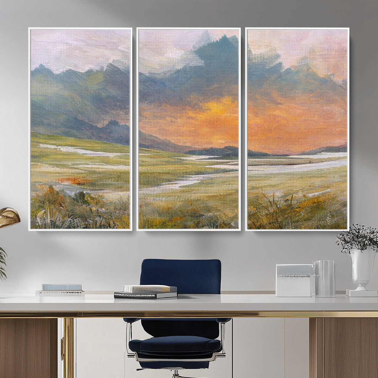 39892091-MGV-CV-36X24 - Mountain Sunset Wall Art Canvas Print Vintage Landscape Panorama Rustic Nature Decor