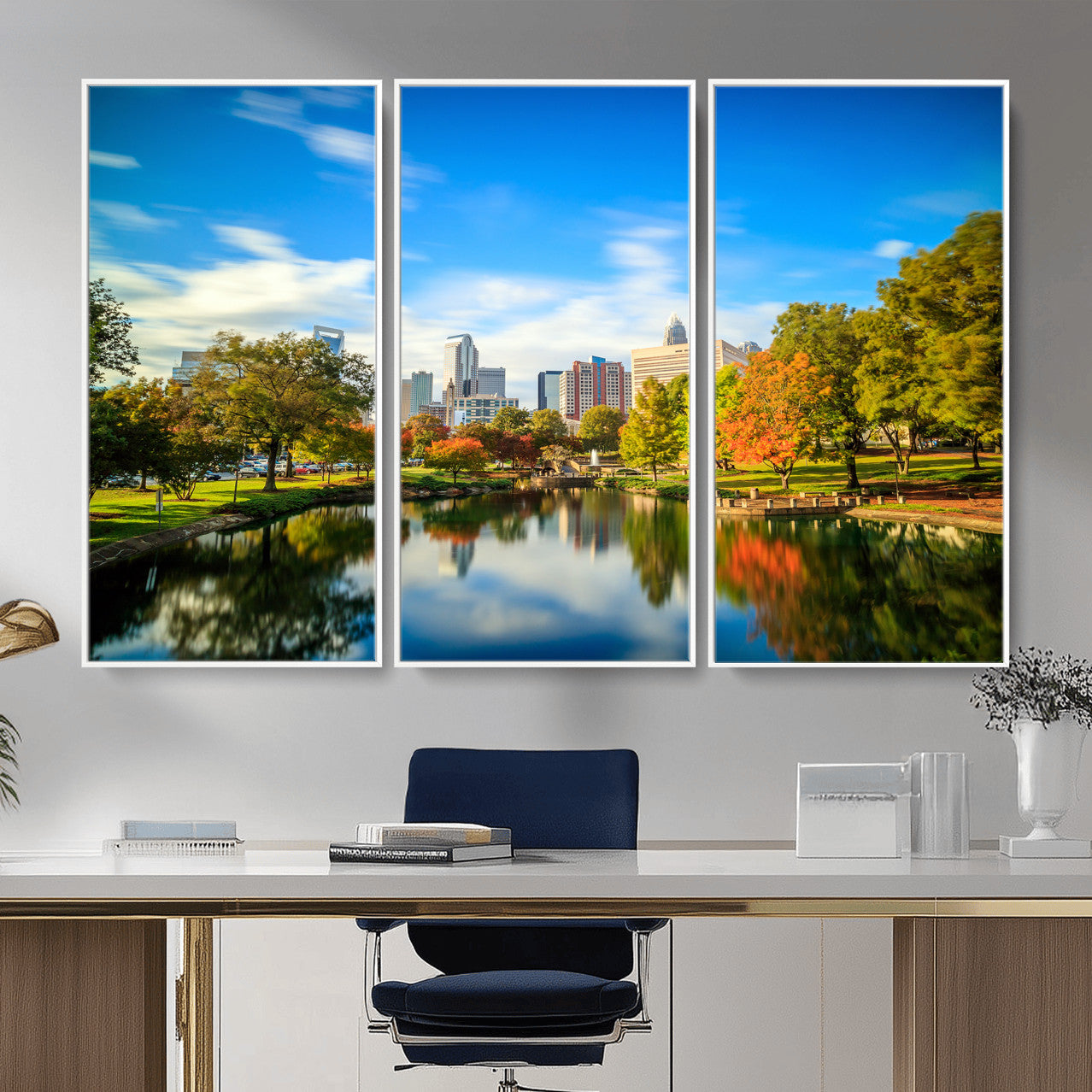 83254720-MGV-CV-36X24 - Charlotte Skyline Canvas Wall Art Print – North Carolina Cityscape Photography Print