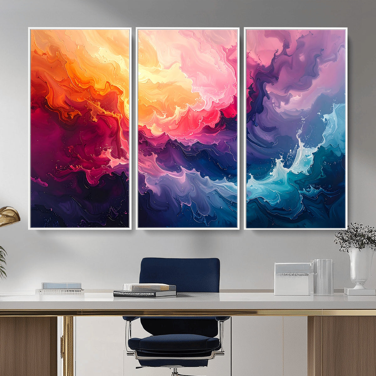 16157633-MGV-CV-36X24 - Large Colorful Abstract Canvas Wall Art Print, Vibrant Popup Color Art Print