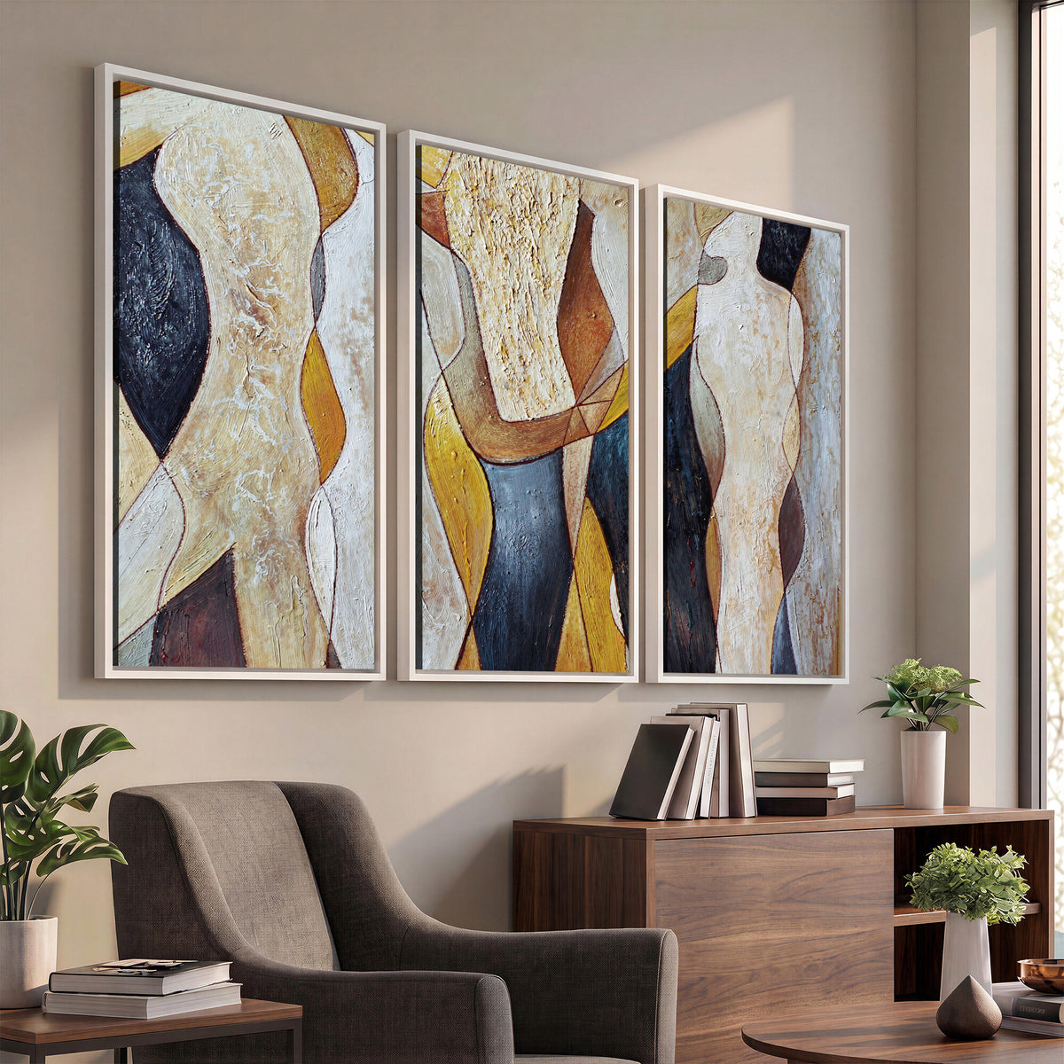 96079939-MGV-CV-36X24 - Mid Century Modern Figurative Canvas Wall Art Abstract Cubist Painting Print