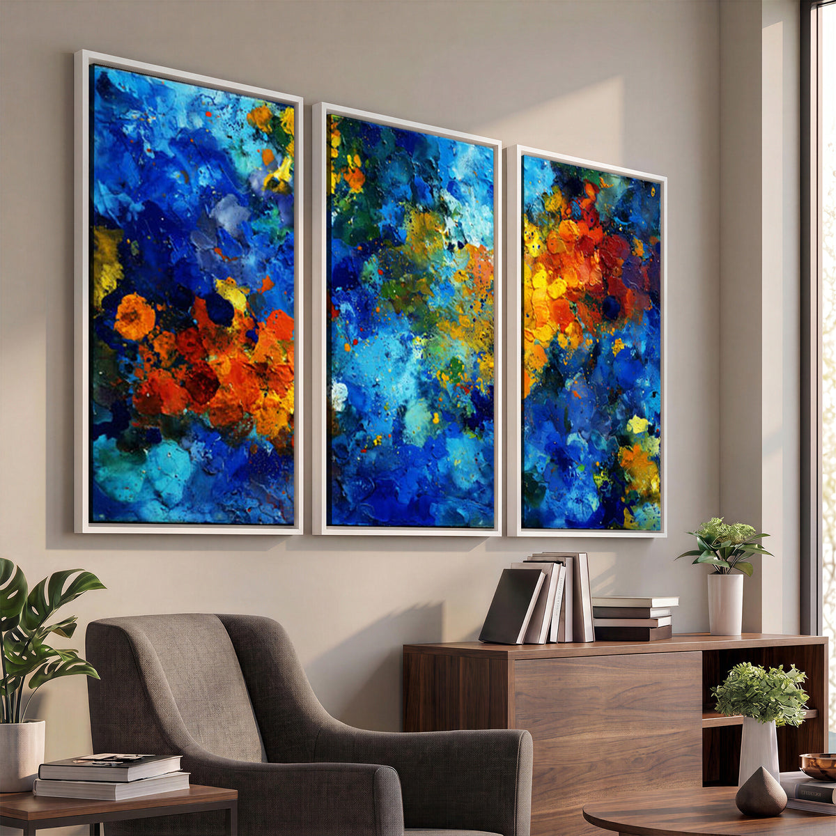 52431611-MGV-CV-36X24 - Vibrant Blue Abstract Canvas Wall Art Colorful Painterly Oil Painting Style Print