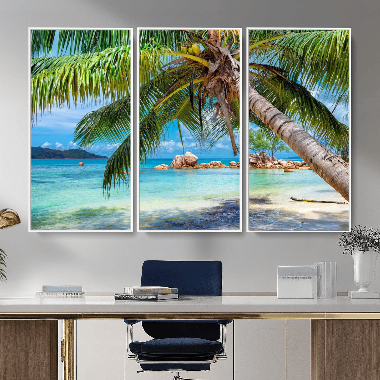 86824715-MGV-CV-36X24 - Seychelles Beach Canvas Wall Art - Anse Volbert Praslin Island Print