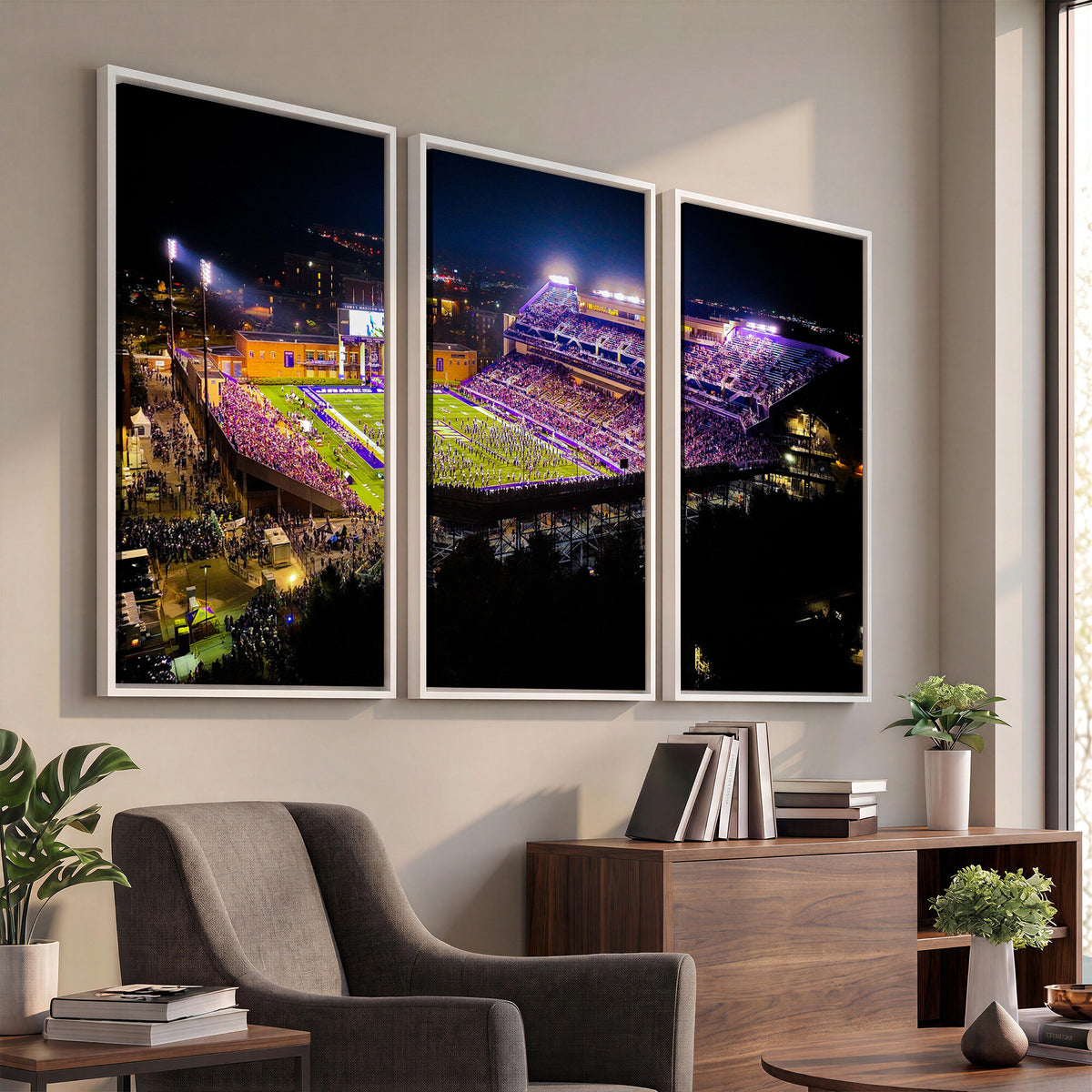 400867JMU2-MGV-CV-36X24 - JMU Stadium Wall Art Canvas Print for Game Room Decor - James Madison University Stadium