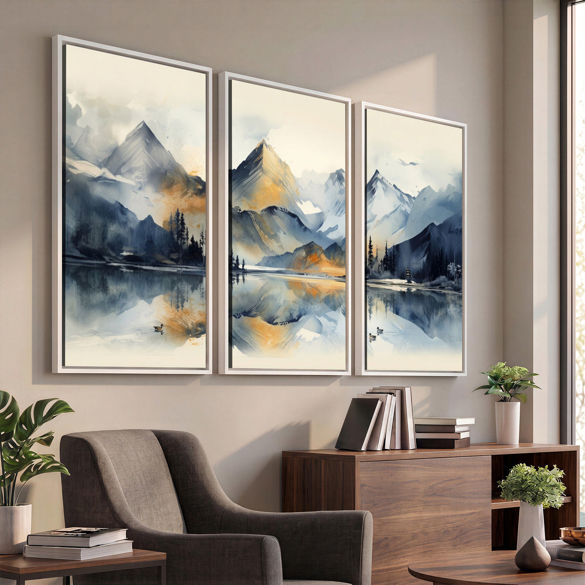 10196184T-MGV-CV-36X24 - Lake Abstract Mountain Wall Art Canvas Print