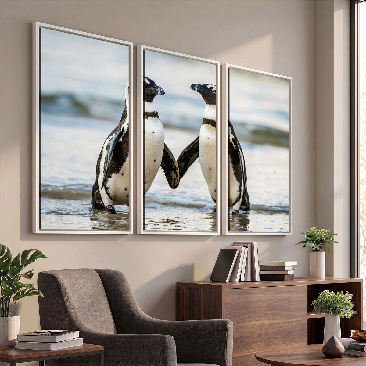 64870405-MGV-TP-30X20 - African Penguins Boulders Beach Wall Art Canvas Print, Cute Penguin Couple Photo Print