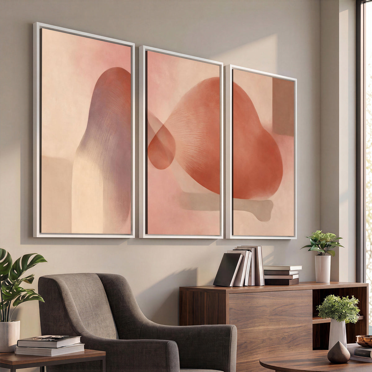 85110643-MGV-CV-36X24 - Vinna Begin Calin Biomorphic Abstract Wall Art Canvas Print, Terracotta Pink Organic Shapes