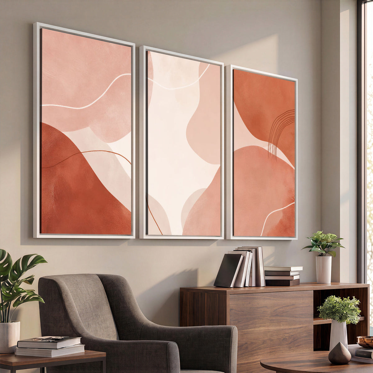 17685421-MGV-CV-36X24 - Abstract Boho Terracotta Wall Art Canvas Print, Mid Century Minimalist Painting Print
