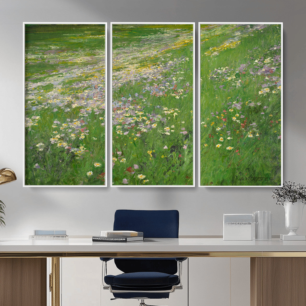 63535040-MGV-CV-36X24 - Alexander Koester Flower Meadow Canvas Wall Art, Vintage Landscape Print