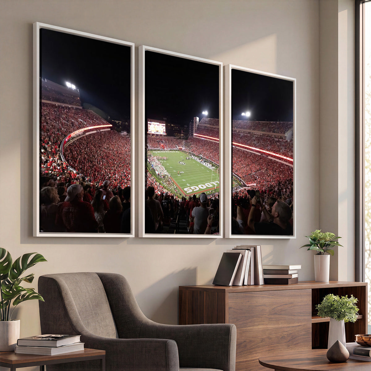 50587166-_Poster-30x20 - Sanford Stadium Georgia Bulldogs Canvas Print 3 Piece Framed Wall Art Extra Large Floating Frame Sports Poster Made in USA