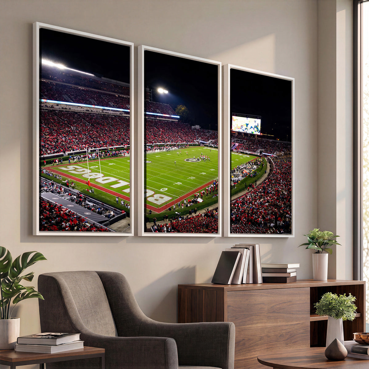 73520603-_Poster-30x20 - Georgia Bulldogs Sanford Stadium Canvas Print 3 Piece Framed Wall Art Extra Large Floating Frame Nature Poster Made in USA