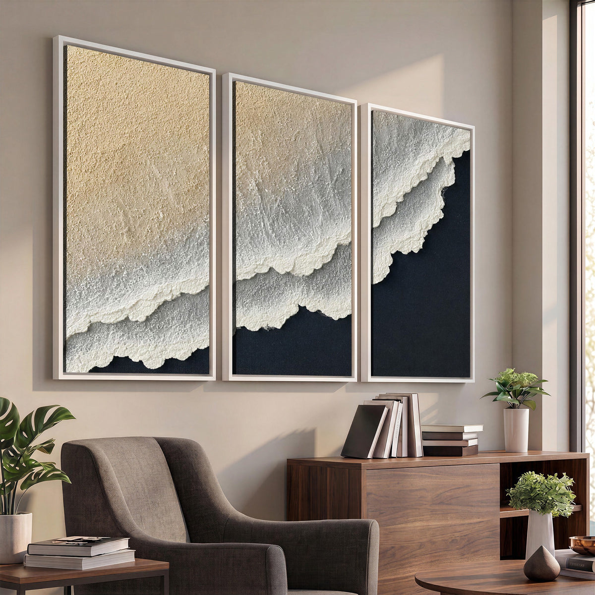 32969959-MGV-CV-24X16 - Abstract Ocean Wave Canvas Wall Art, Coastal Beach Wall Decor for Living Room