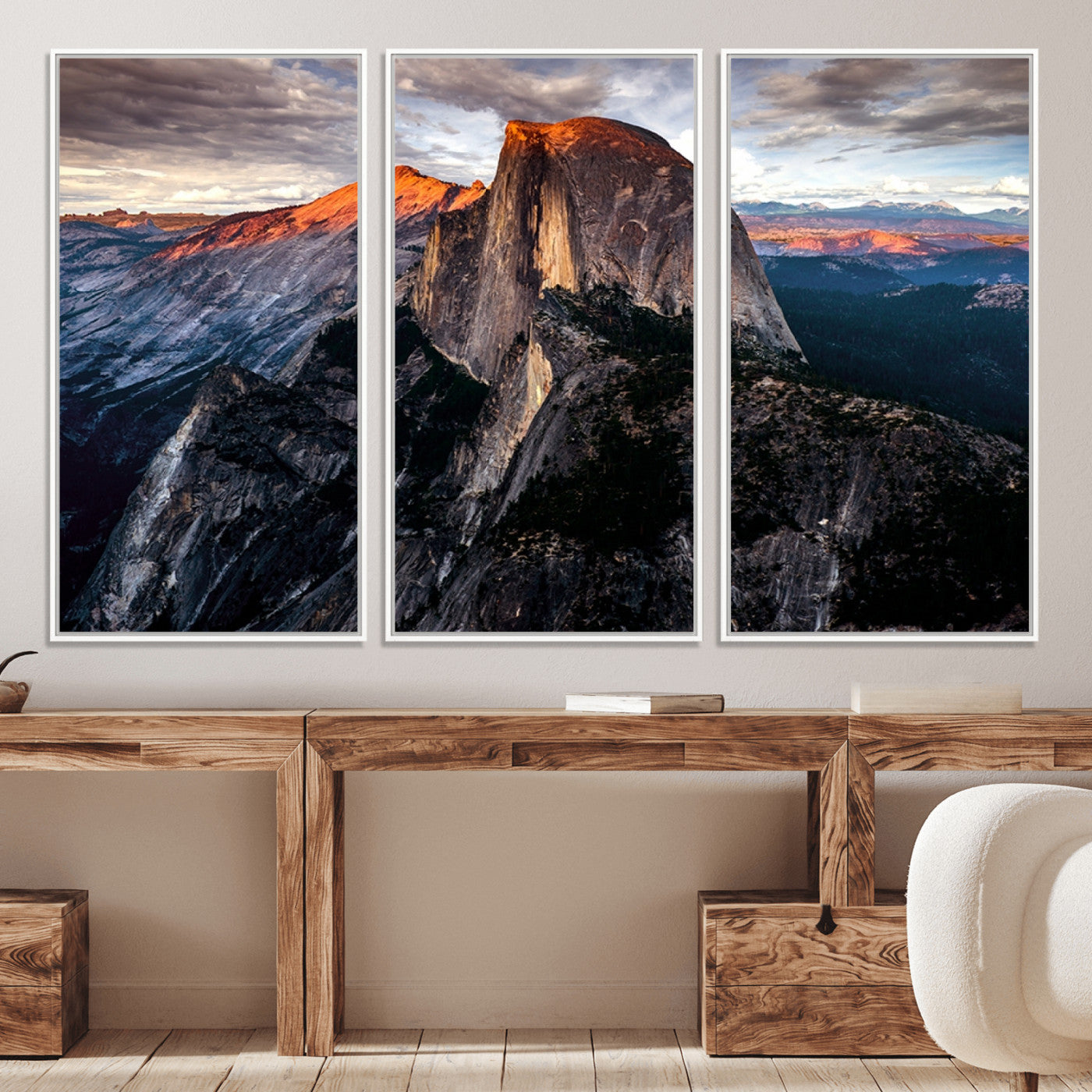 20714-MGV-CV-36X24-Half Dome Wall Art Print - Yosemite Majestic Triptych Landscape Print – National Park Nature Decor for Living Room or Office – Ready to Hang
