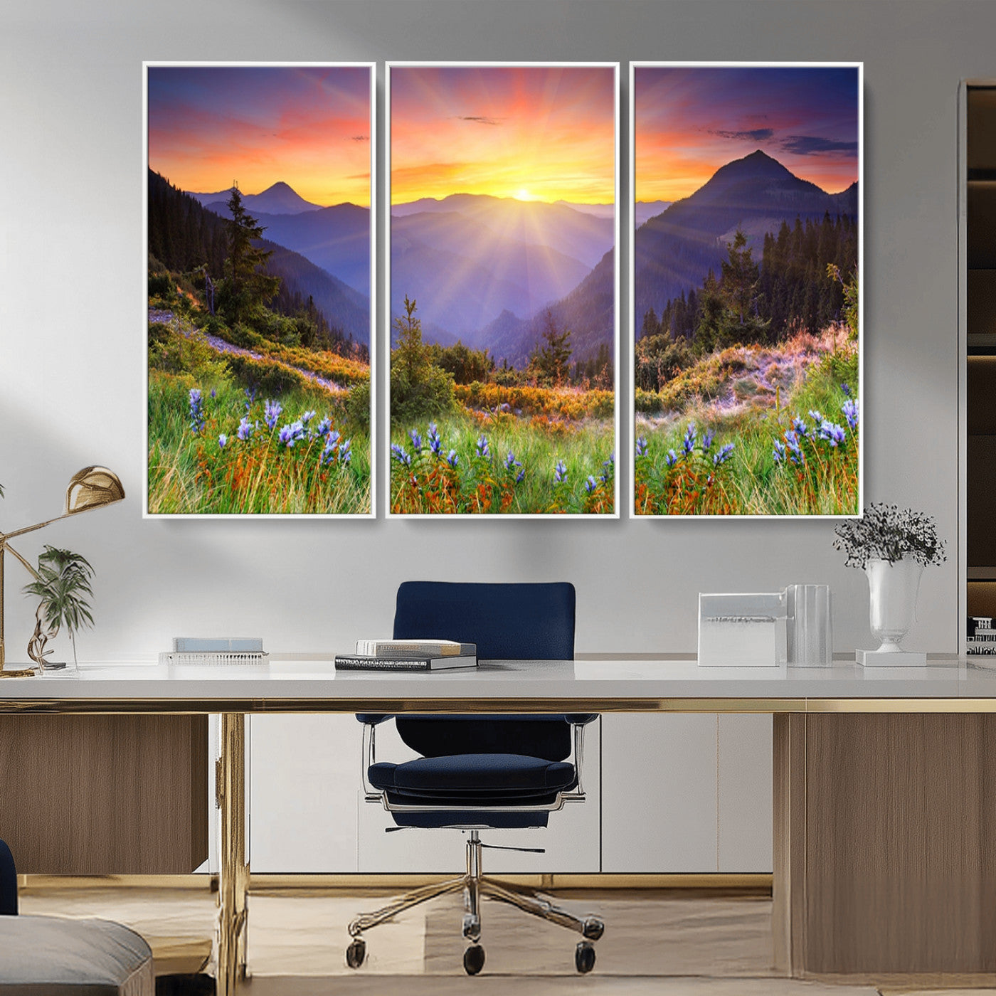 MGV-FC-48X32-3P - Mountain and Spring Wall Art Canvas Print