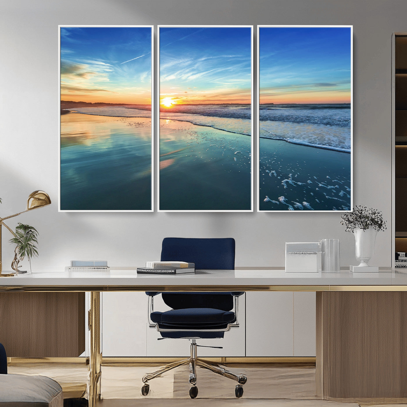 MGV-FC-48X32-3P - Blue Sky and Beach Wall Art Canvas Print