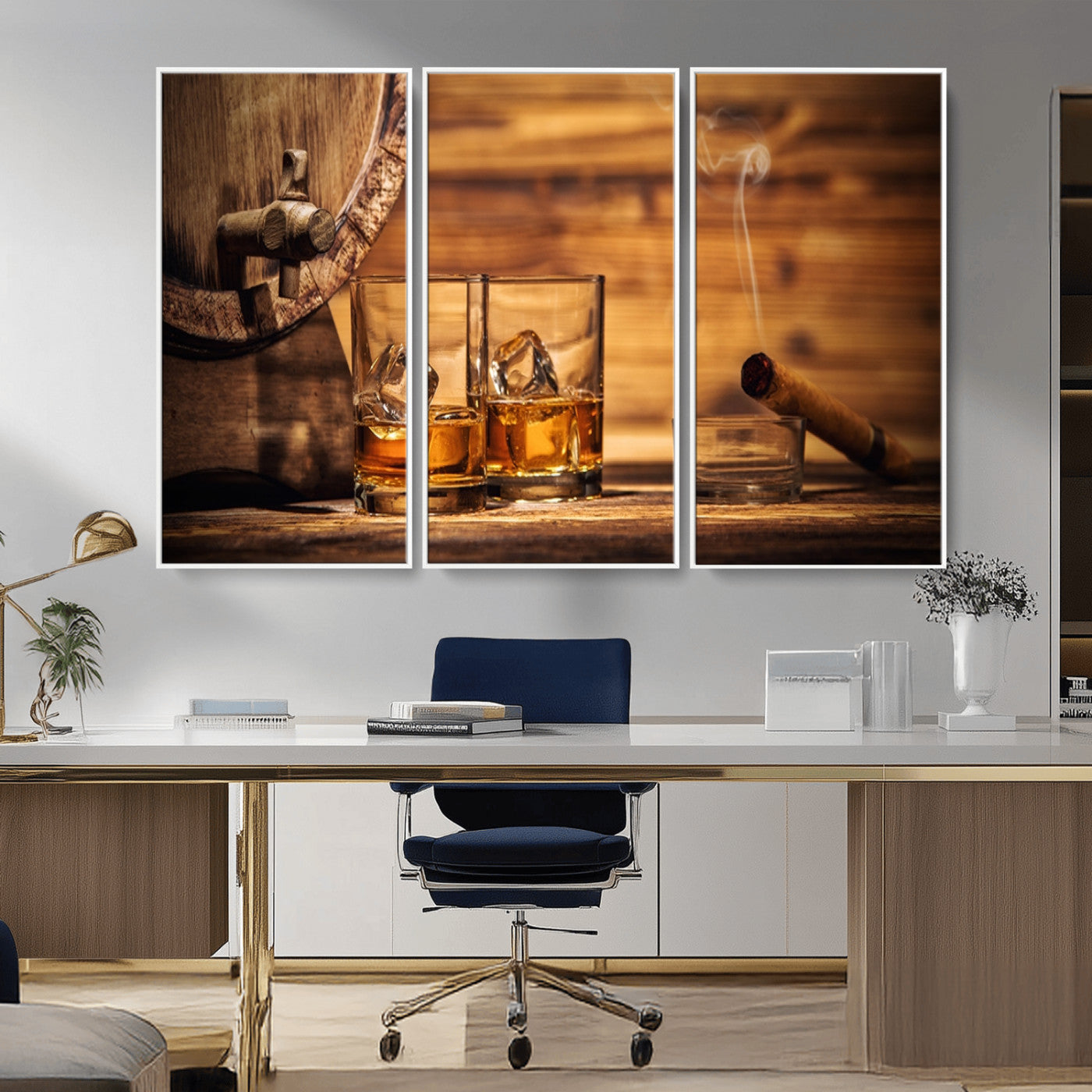 MGV-FC-48X32-3P - Rustic Whiskey and Barrel Canvas Print