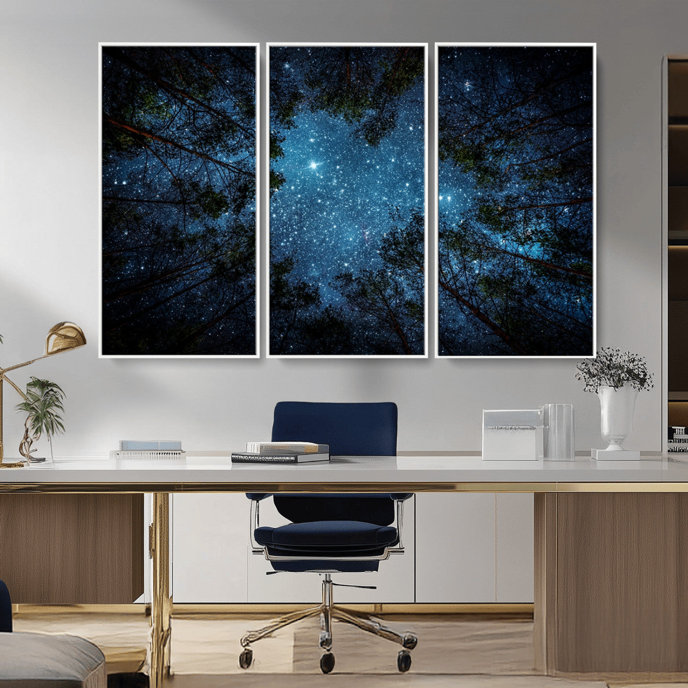 79948-MGV-FC-48X32-3P_White-Forest and Stars Wall Art Canvas Print