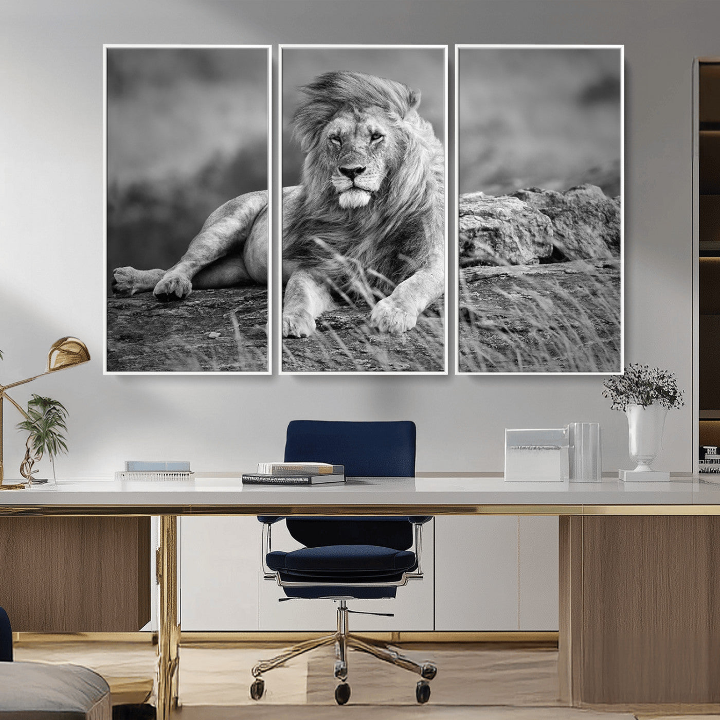 MGV-FC-48X32-3P - King of Forest Lion Wall Art Canvas Print