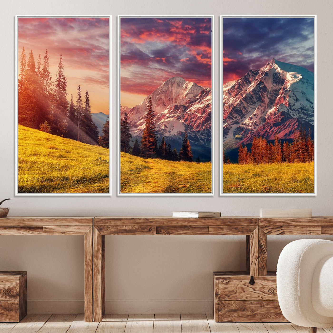 48448-MGV-CV-36X24-Mountain and Daylight Red Sunset Wall Art Canvas Print