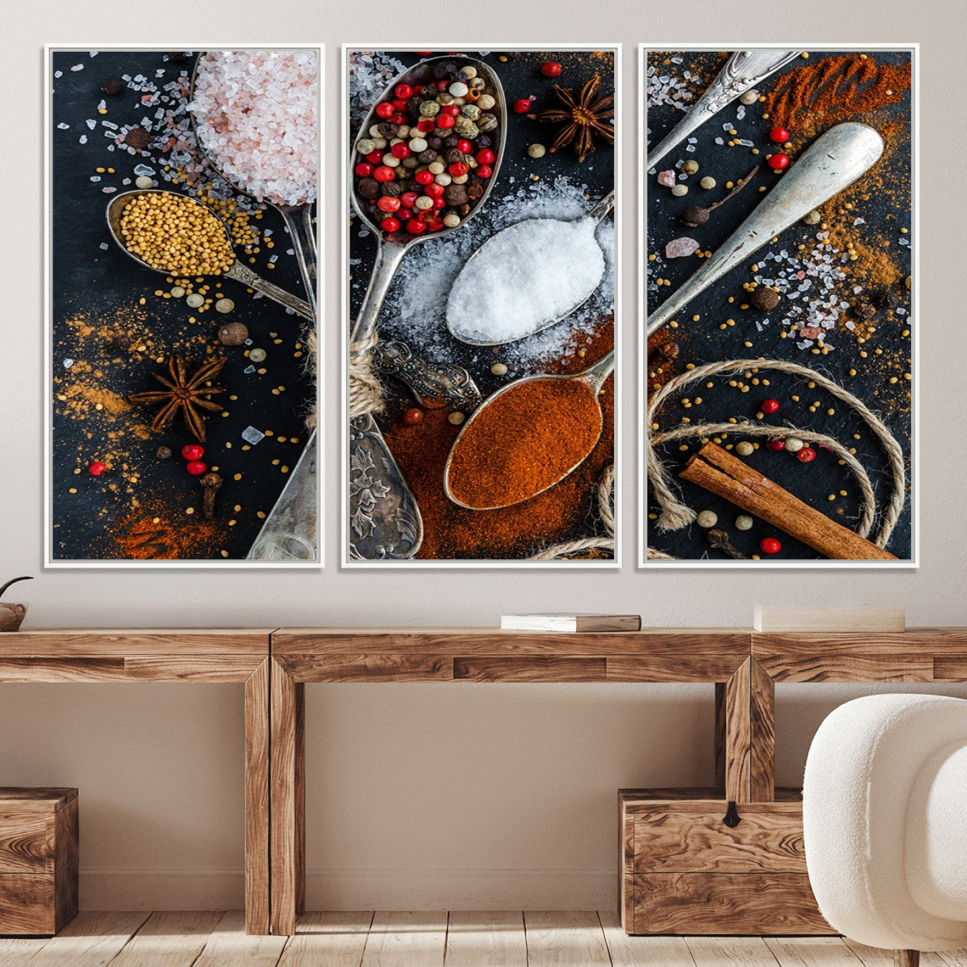88449-MGV-CV-36X24-Spices and Seasonings Canvas Wall Art – Colorful Triptych Kitchen Decor – Culinary Art for Dining Room – Ready to Hang