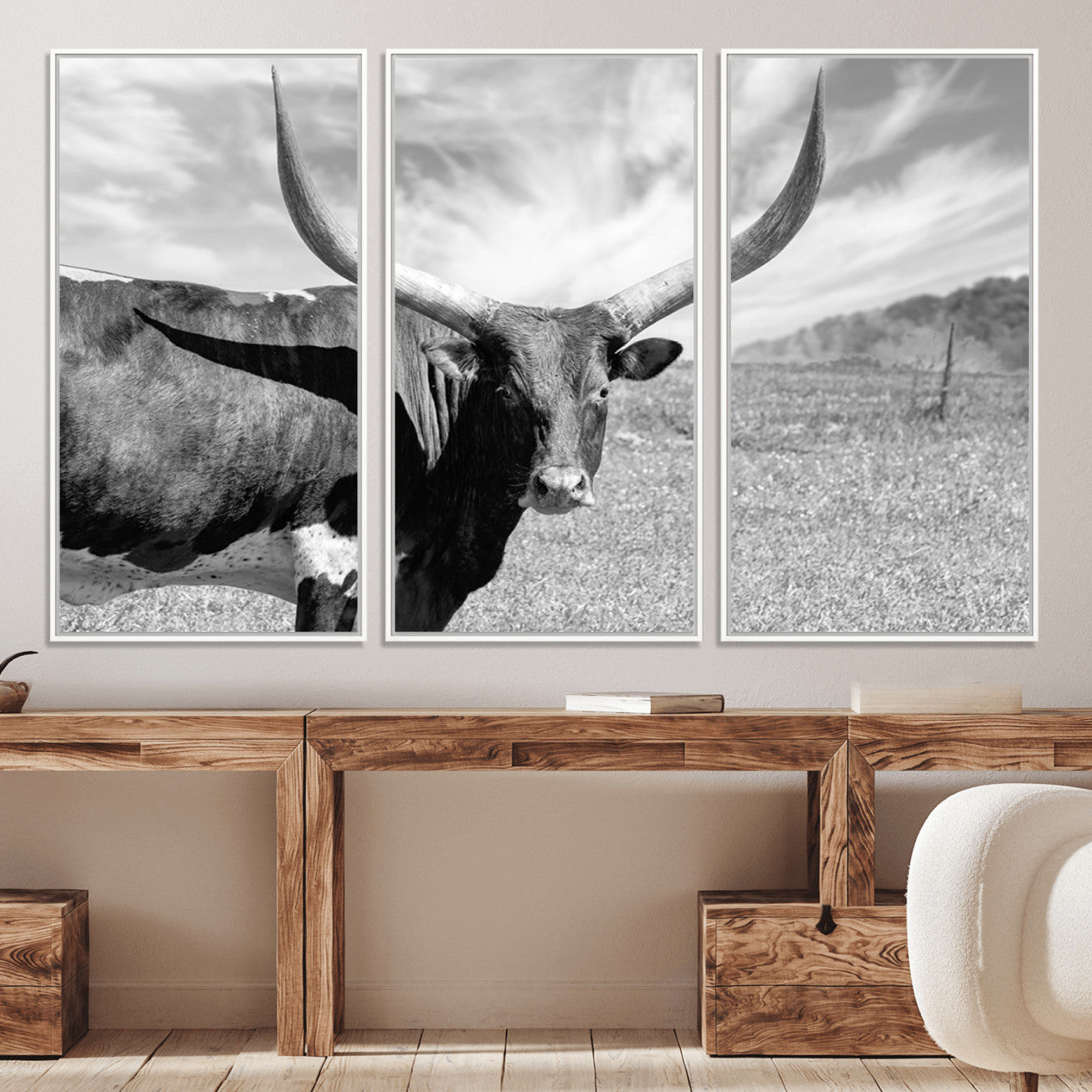 30017-MGV-CV-36X24-Cattle Wall Art Longhorn Cow Canvas Print