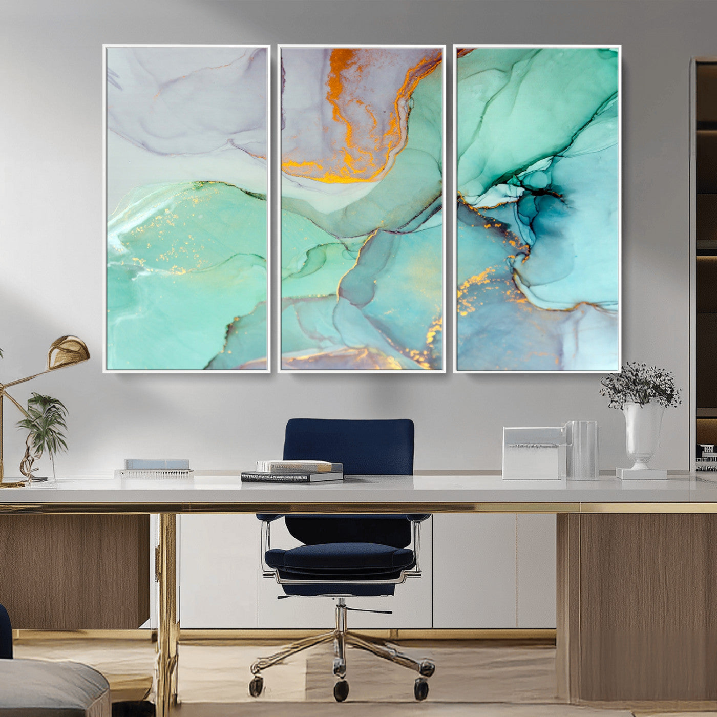 MGV-FC-48X32-3P - Colorful Marble Fluid Effect Canvas Wall Art Print