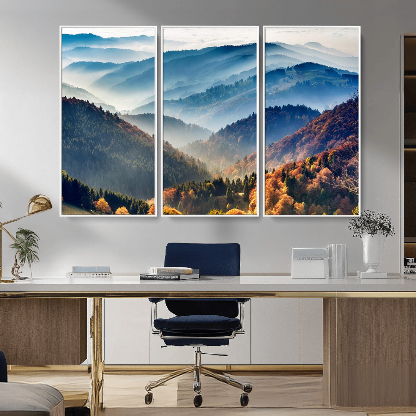 MGV-FC-48X32-3P - Mountains Forest Autumn Wall Art Canvas Print