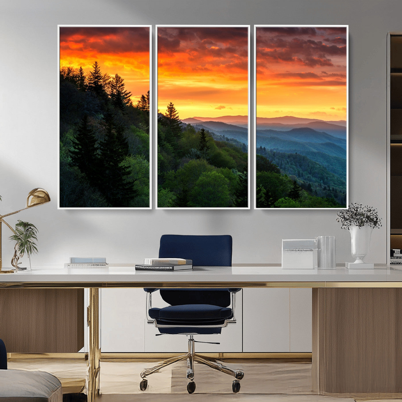 MGV-FC-48X32-3P - Forest Landscape Wall Art Sunset Canvas, Forest Sunset Canvas Print