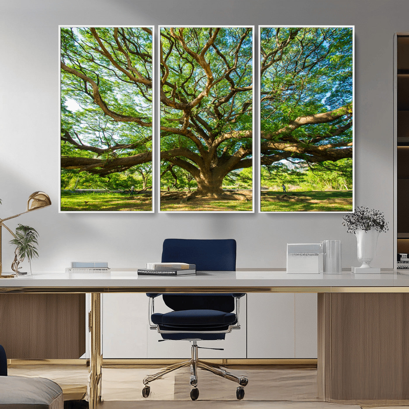 MGV-FC-48X32-3P - Angel Oak Tree Wall Art | Oak Canvas Print | Multi Panel Landscape Wall Art | Ready to Hang Wall Art