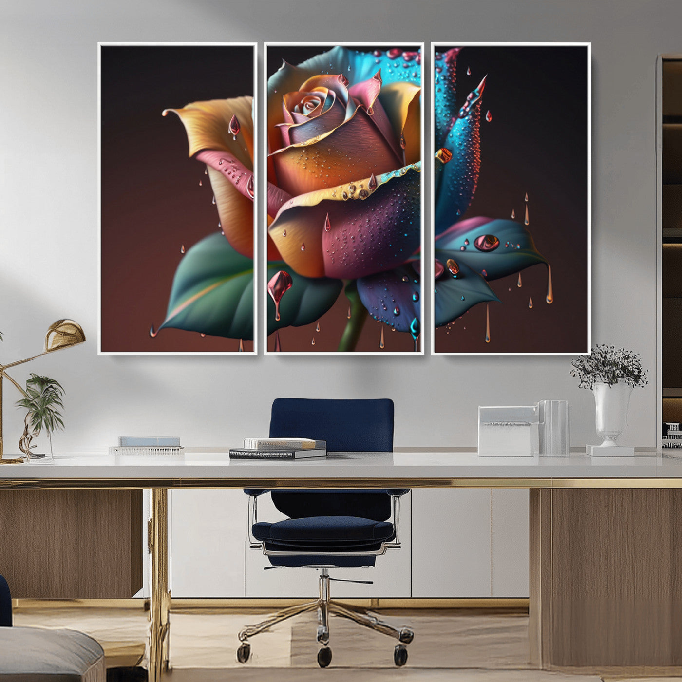 MGV-FC-48X32-3P - Abstract Rose Wall Art Canvas Print