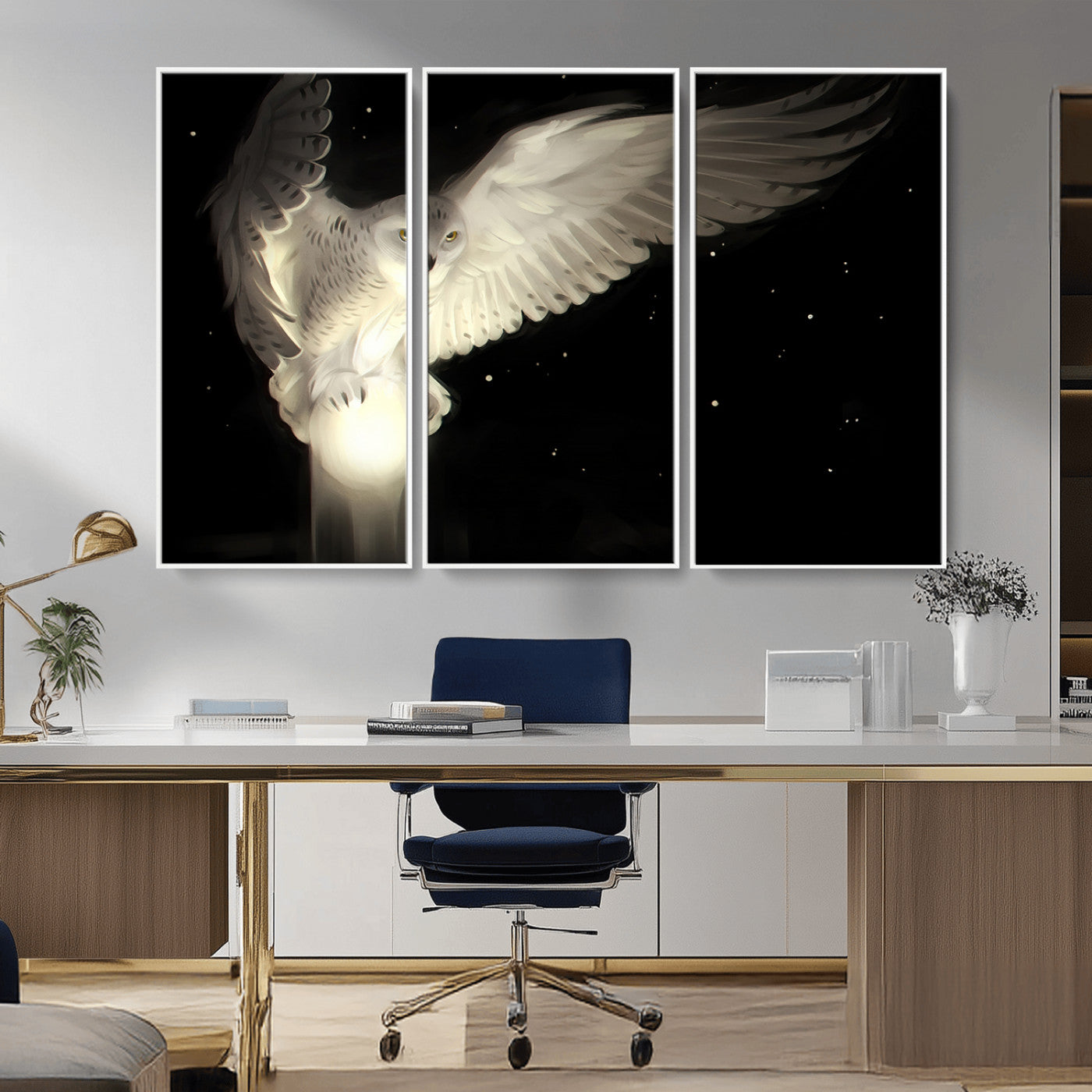 MGV-FC-48X32-3P - Night Owl Art -  Illuminating the Darkness – Unique Animal-Inspired Wall Art for Modern Decor |