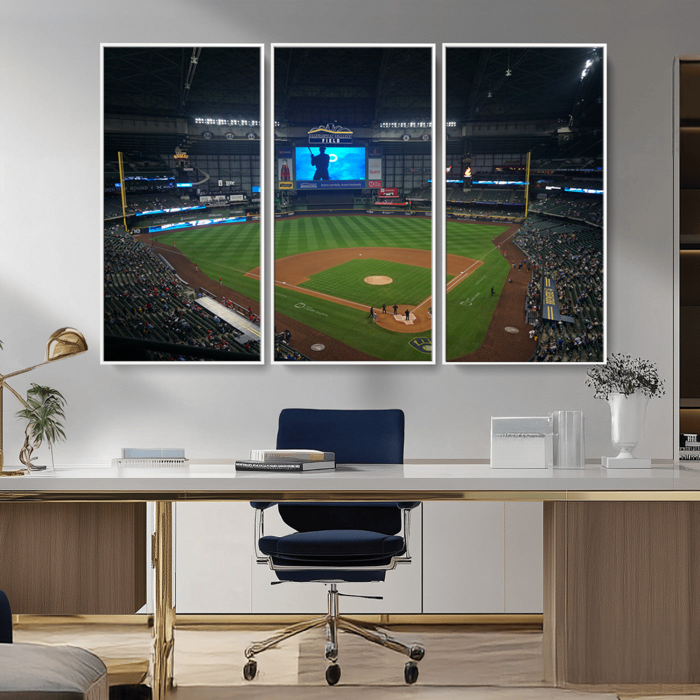 MGV-FC-48X32-3P - Milwaukee Brewers Baseball Art Print - American Family Field Stadium Wall Art Canvas Print