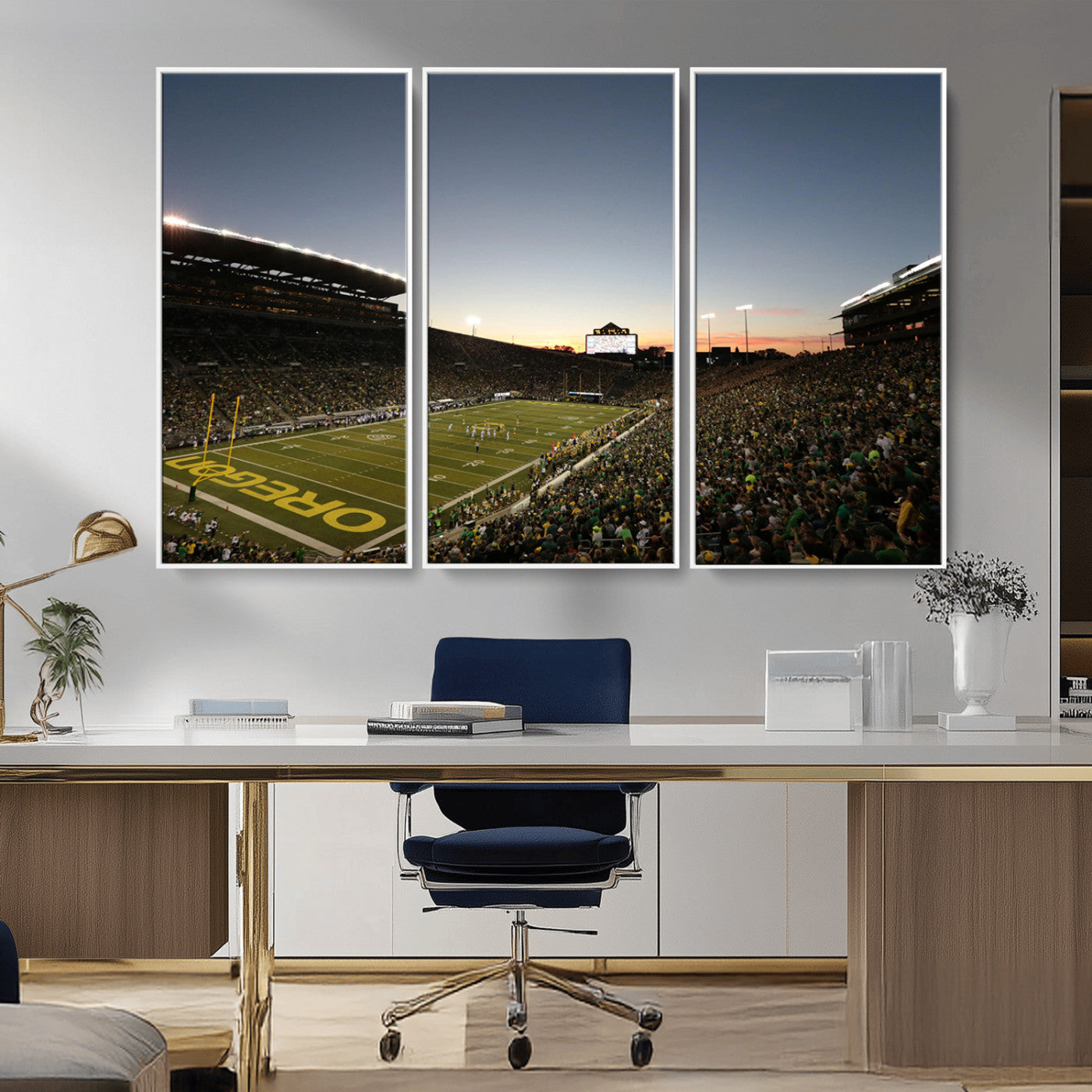 MGV-FC-48X32-3P - Oregon Ducks Football Team Print - Eugene Autzen Stadium Wall Art Canvas Print
