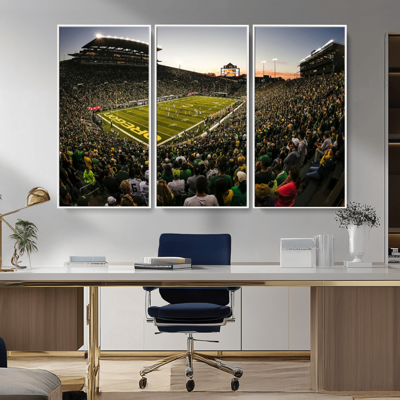 MGV-FC-48X32-3P - Oregon Stadium Canvas Wall Art - Captivating Game Day Scene at Autzen Stadium, Oregon Ducks Football