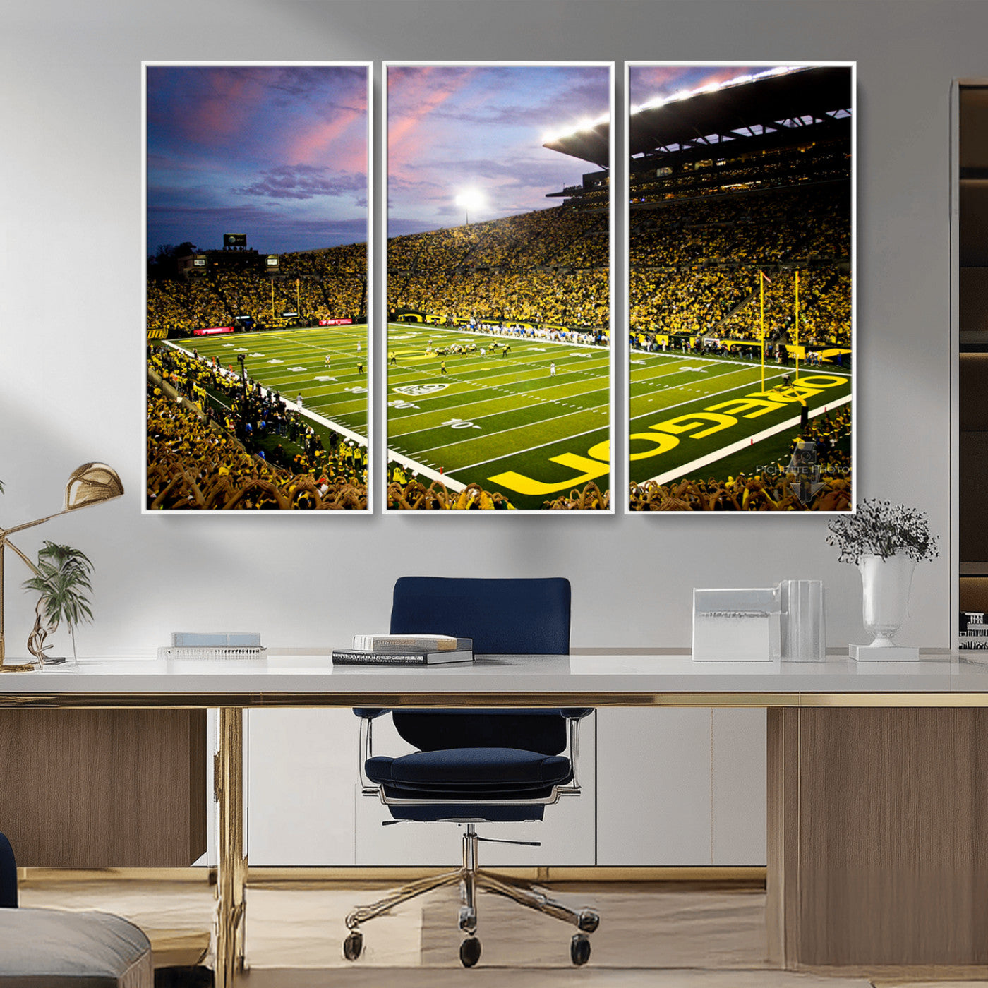 MGV-FC-48X32-3P - University of Oregon Ducks Football Team Print - Eugene Autzen Stadium Wall Art Canvas Print