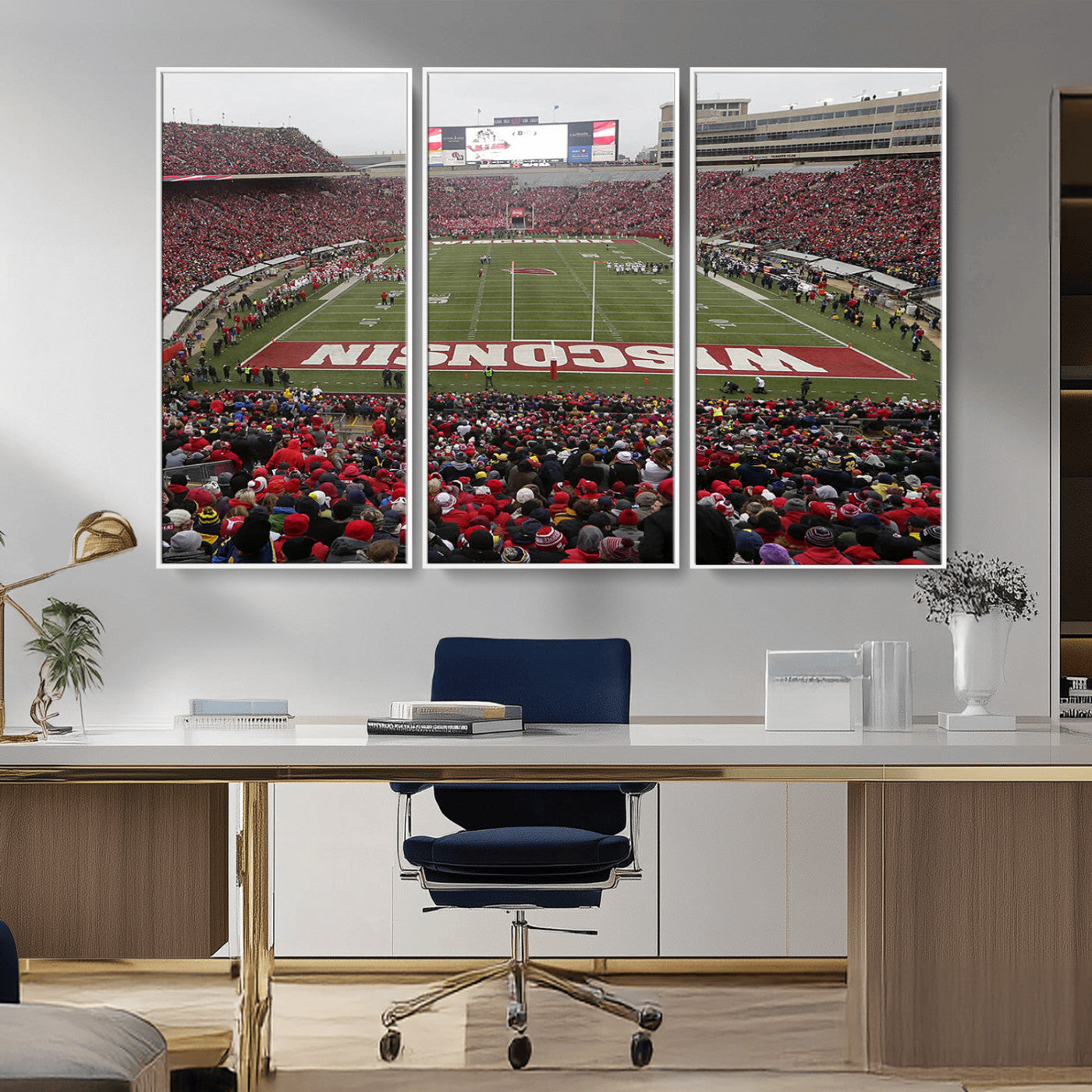 MGV-FC-48X32-3P - Wisconsin Badgers Team Print Canvas - Madison Camp Randall Stadium Wall Art Canvas Print