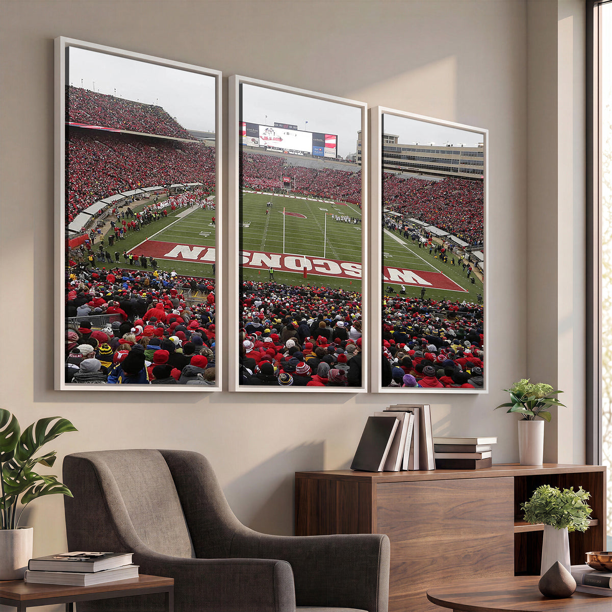 23461-MGV-CV-36X24 - Wisconsin Badgers Team Print Canvas, Madison Camp Randall Stadium Wall Art