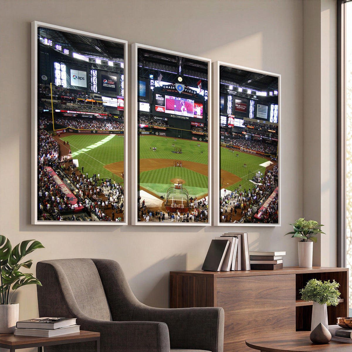 91630-MGV-CV-36X24 - Arizona Diamondbacks Baseball Team Print, Phoenix Chase Field Baseball Stadium Wall Art