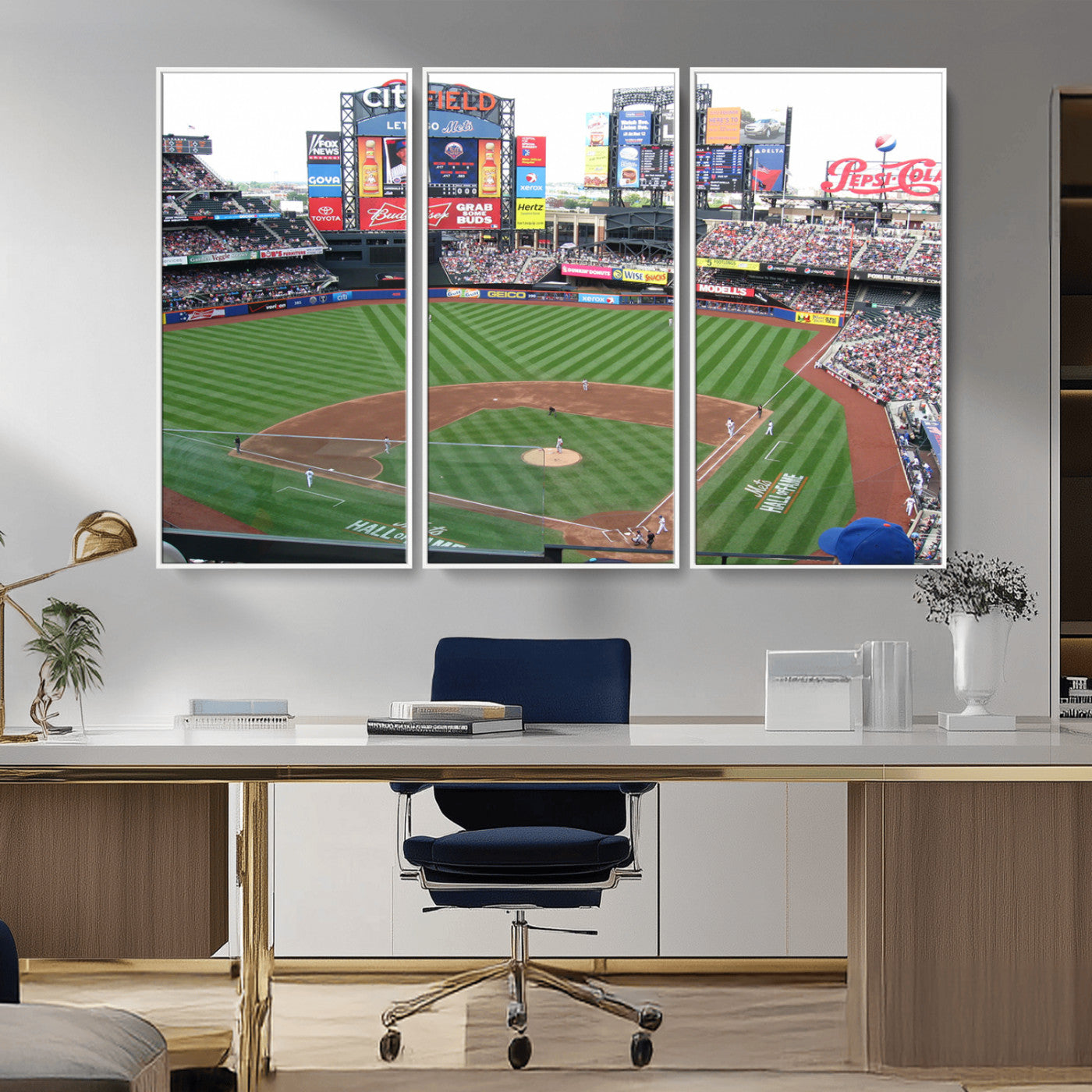 MGV-FC-48X32-3P - New York Mets Baseball Team Print - Citi Field Baseball Stadium Wall Art Canvas Print