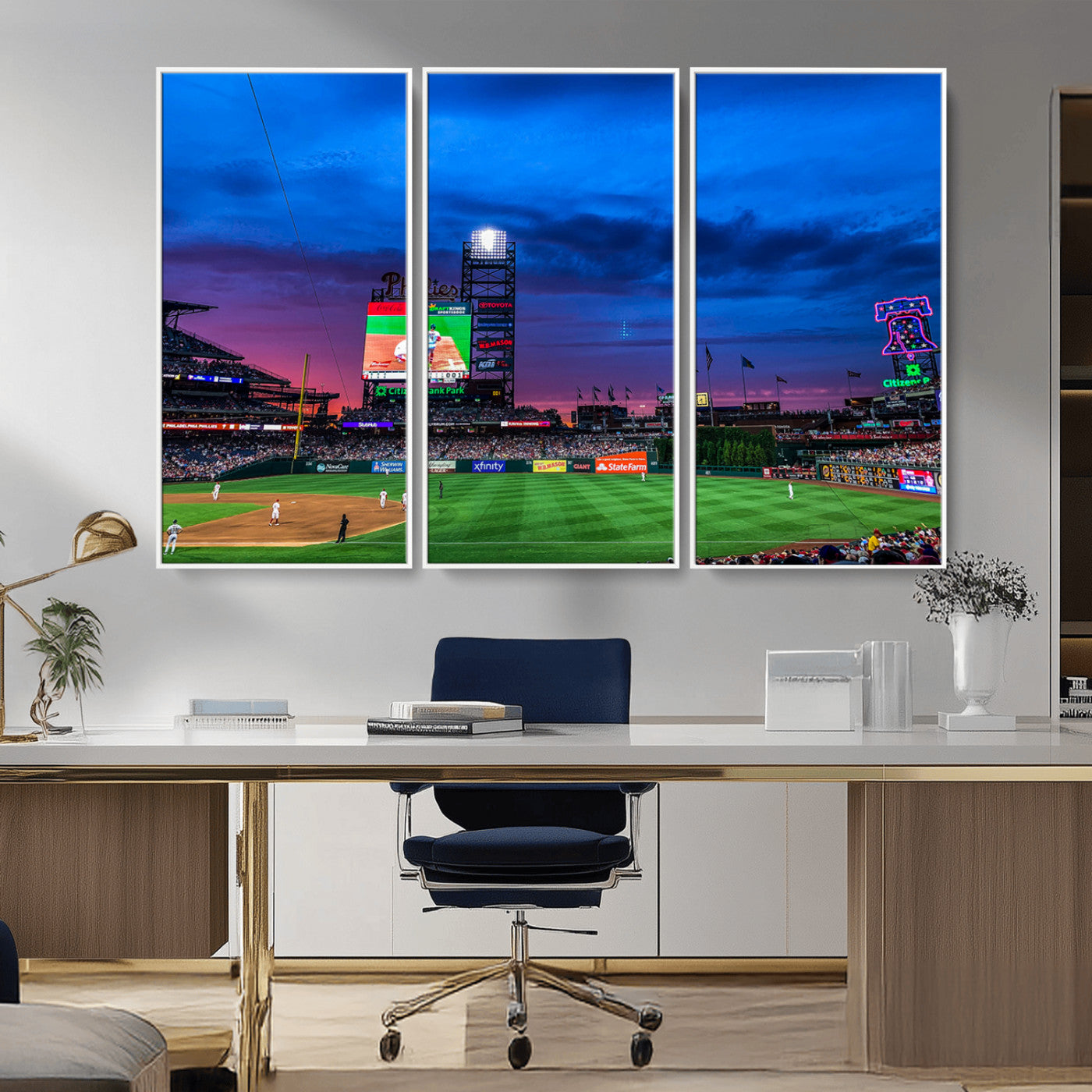 MGV-FC-48X32-3P - Philadelphia Phillies Baseball Team Print - Philadelphia Citizens Bank Park Stadium Canvas Wall Art