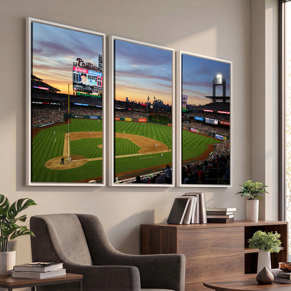 13778-MGV-CV-36X24 - Citizens Bank Park Philadelphia Phillies Wall Art Canvas | 3-Panel Canvas Print of Phillies Stadium