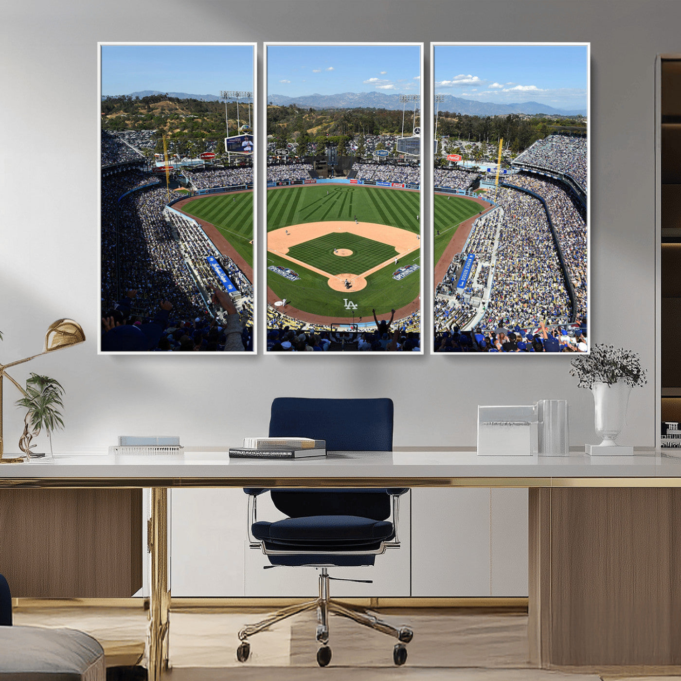 MGV-FC-48X32-3P - Los Angeles Dodgers Dodger Stadium Wall Art Canvas Print - MLB Baseball Stadium Wall Art Canvas