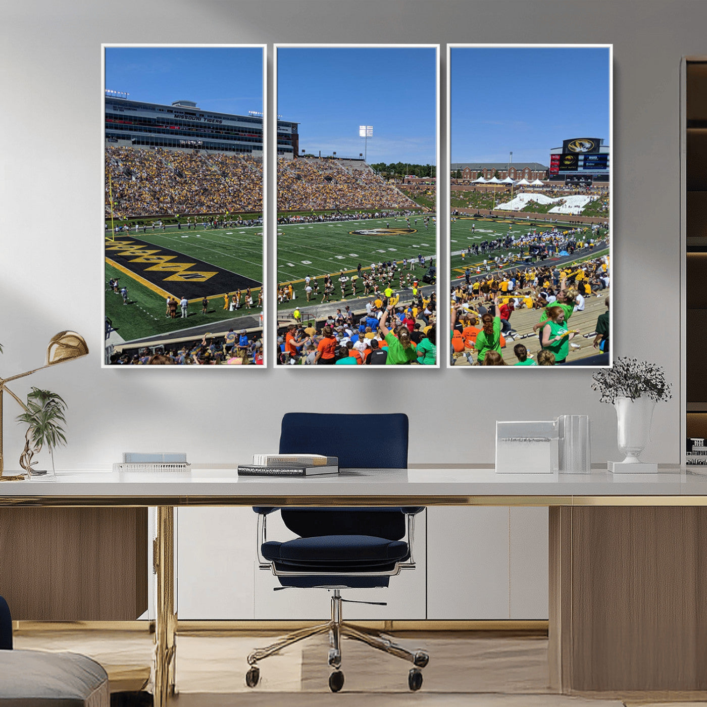 MGV-FC-48X32-3P - University of Missouri Tigers Football Team Print - Columbia Faurot Field Memorial Stadium Wall Art