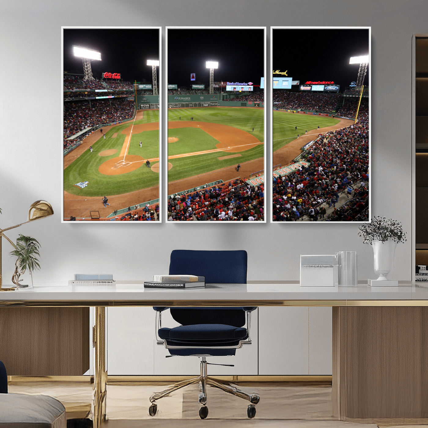 MGV-FC-48X32-3P - Boston Red Sox Baseball Team Print - Massachusetts Fenway Park Stadium Wall Art Canvas Print
